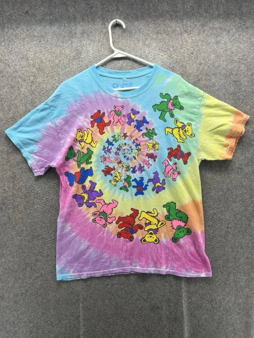 Liquid Blue Shirt Mens Large Tie Dye Grateful Dead Dancing Bears Graphic Tee
